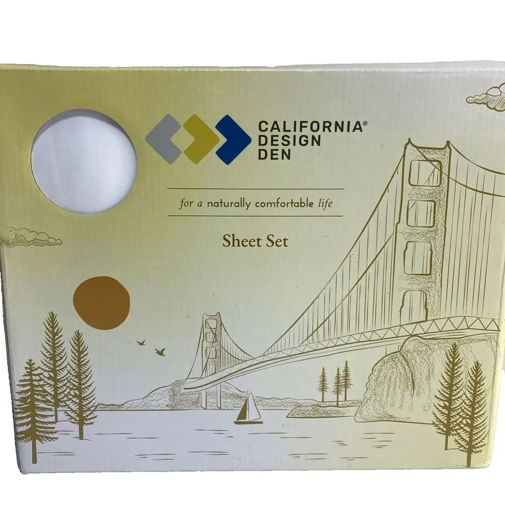 California Design Den Twin Sheet Set Bright‎ White 400 Thread Count 100% Cotton